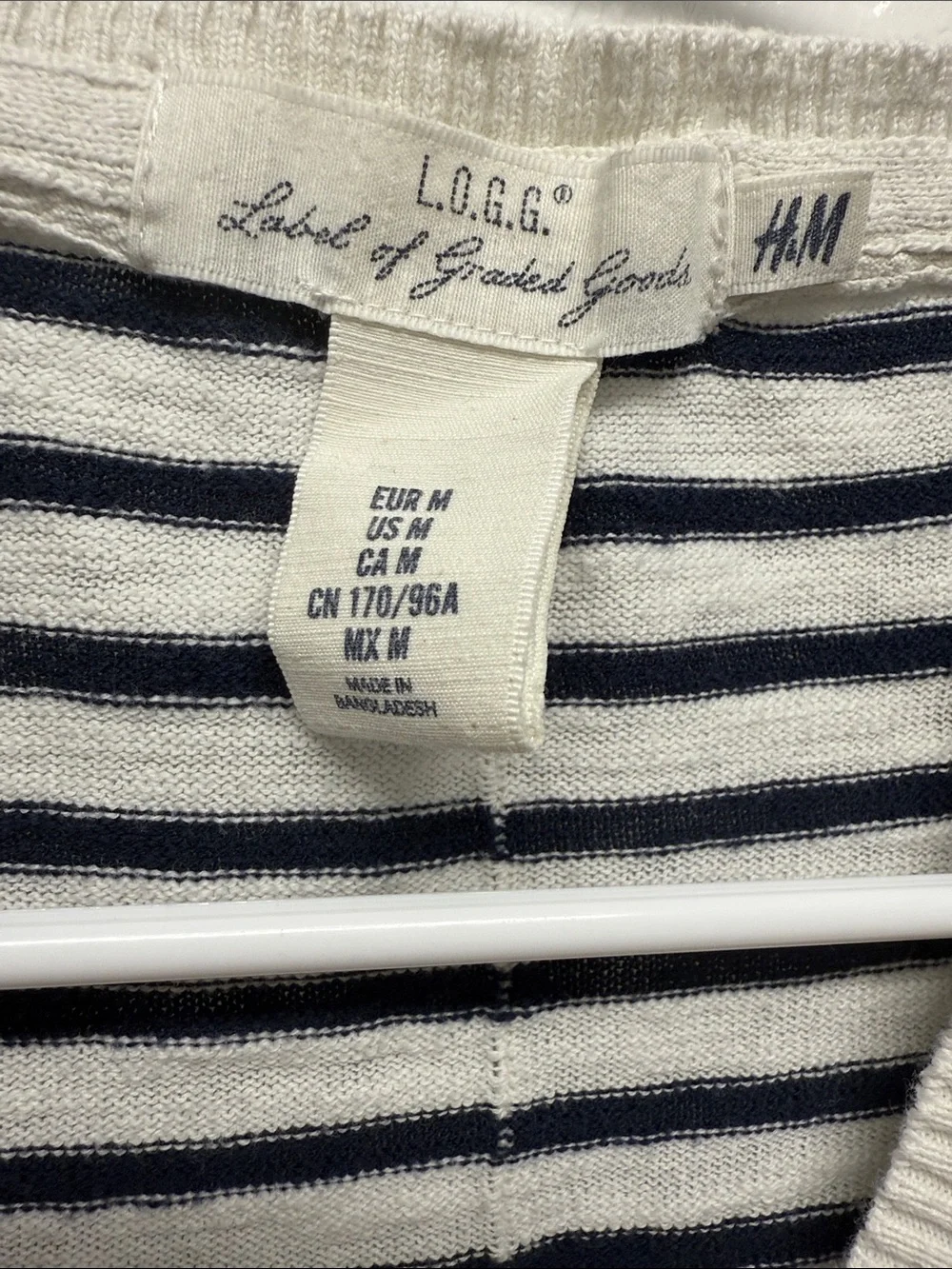 H&M Cream & Black Striped V-Neck Button Cardigan